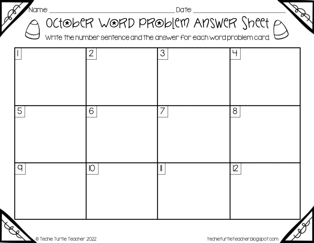 October answer sheet