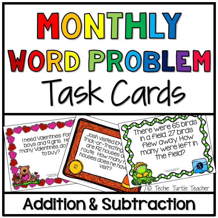 monthly word problem task cards