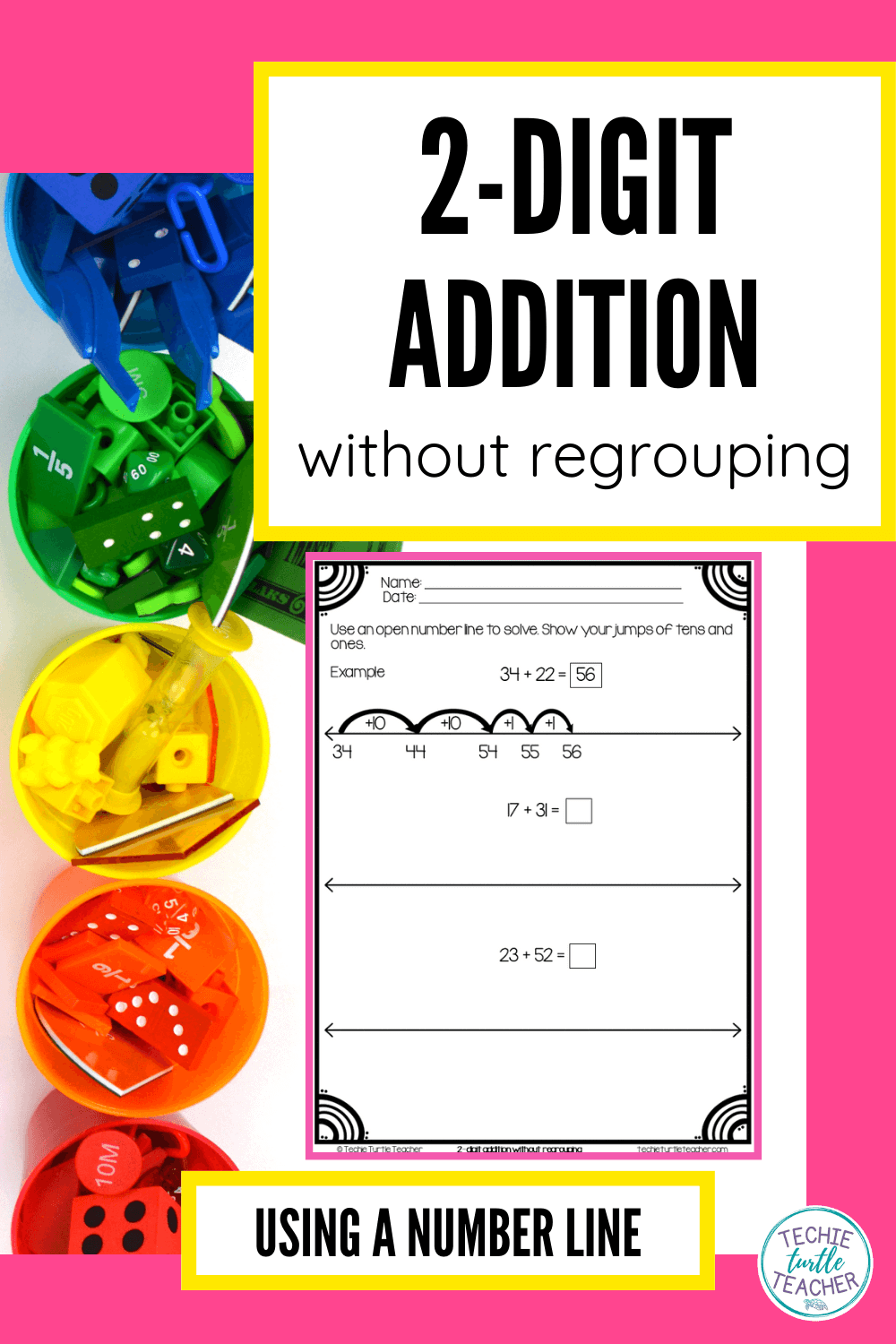 2 digit addition without regrouping using an open number line pinterest pin