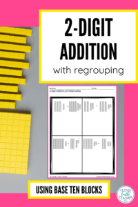 Addition with Regrouping Using Base Ten Blocks: 2-Digit