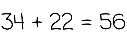 34 + 22 = 56