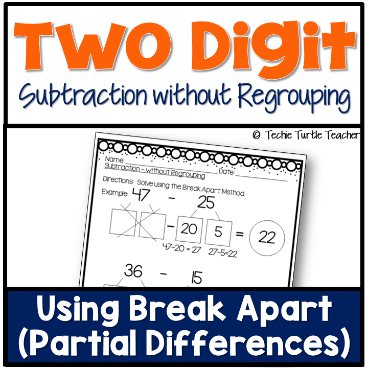 Two Digit Subtraction without Regrouping Using Break Apart (Partial Differences)