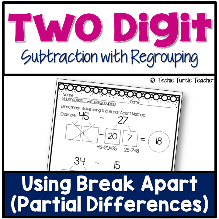 Two Digit Subtraction with Regrouping Using Break Apart (Partial Differences)