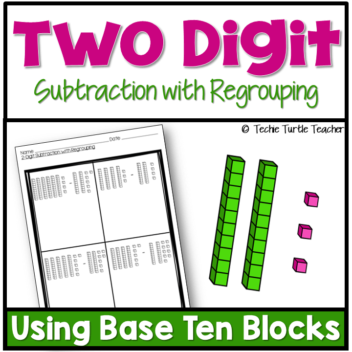 Two Digit Subtraction with Regrouping Using Base Ten Blocks