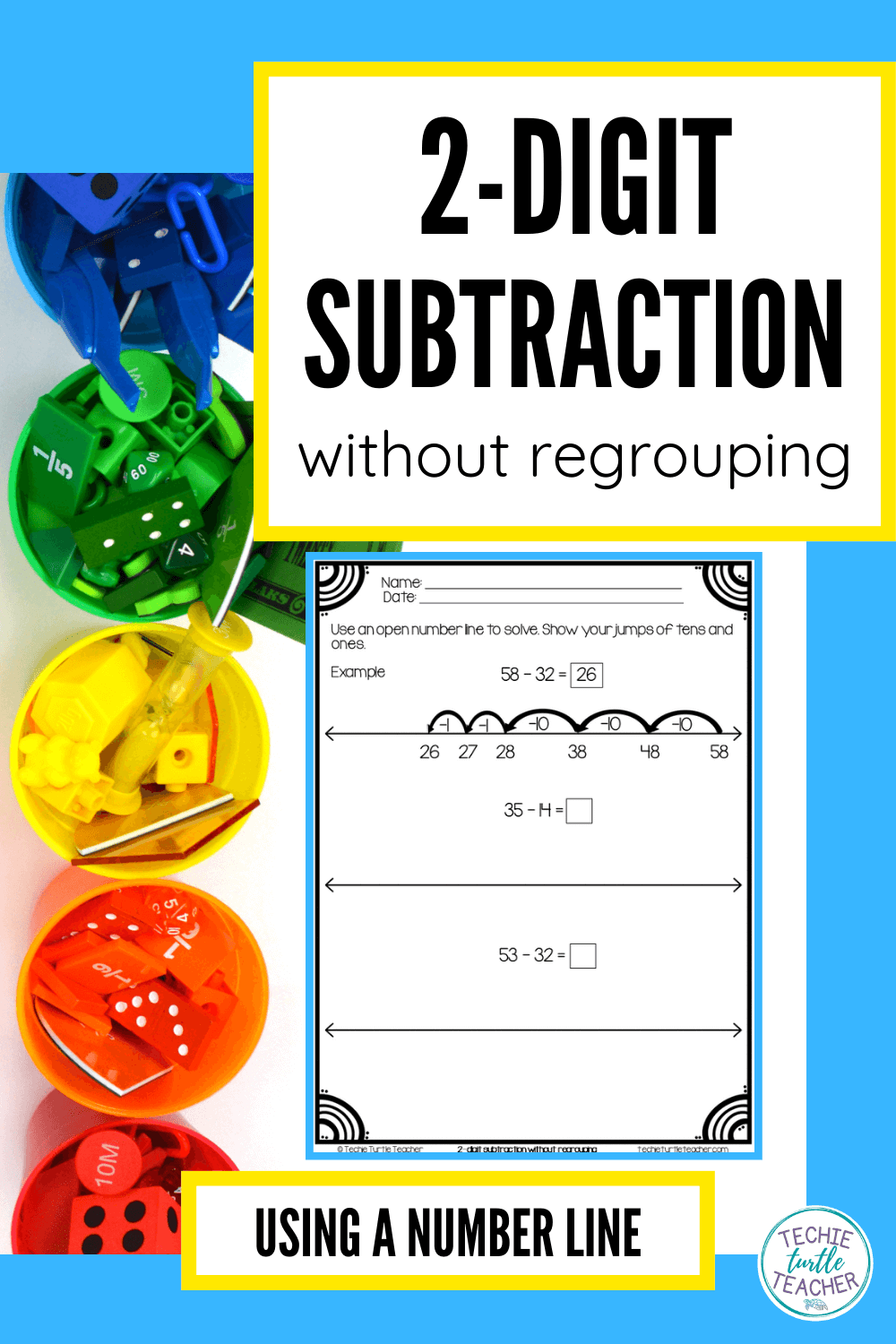 2 digit subtraction without regrouping using an open number line pinterest pin