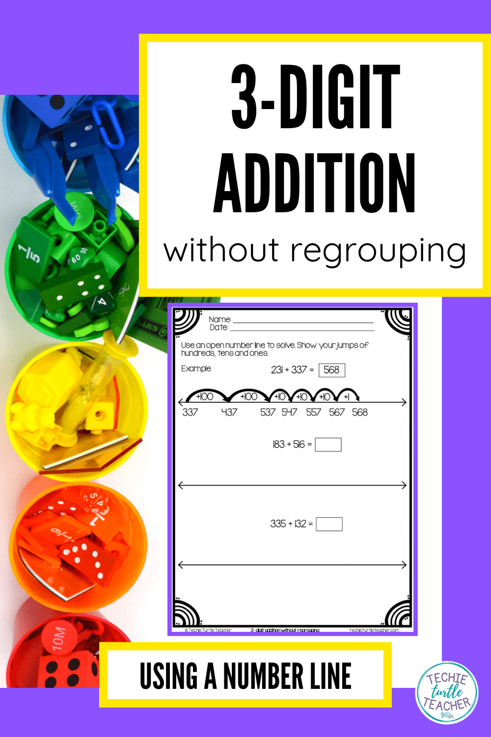 3 digit addition without regrouping using an open number line pinterest pin