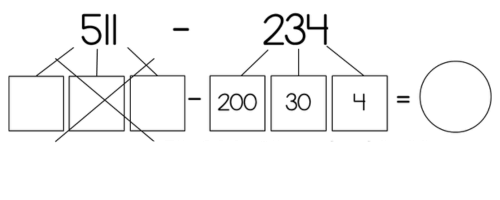 3 digit break apart subtraction with regrouping