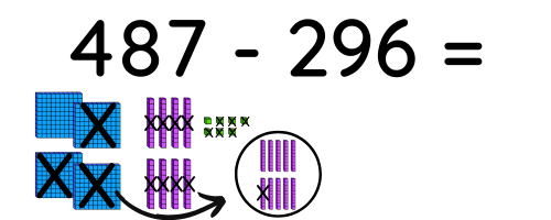 Subtraction with regrouping 3 digit numbers base ten