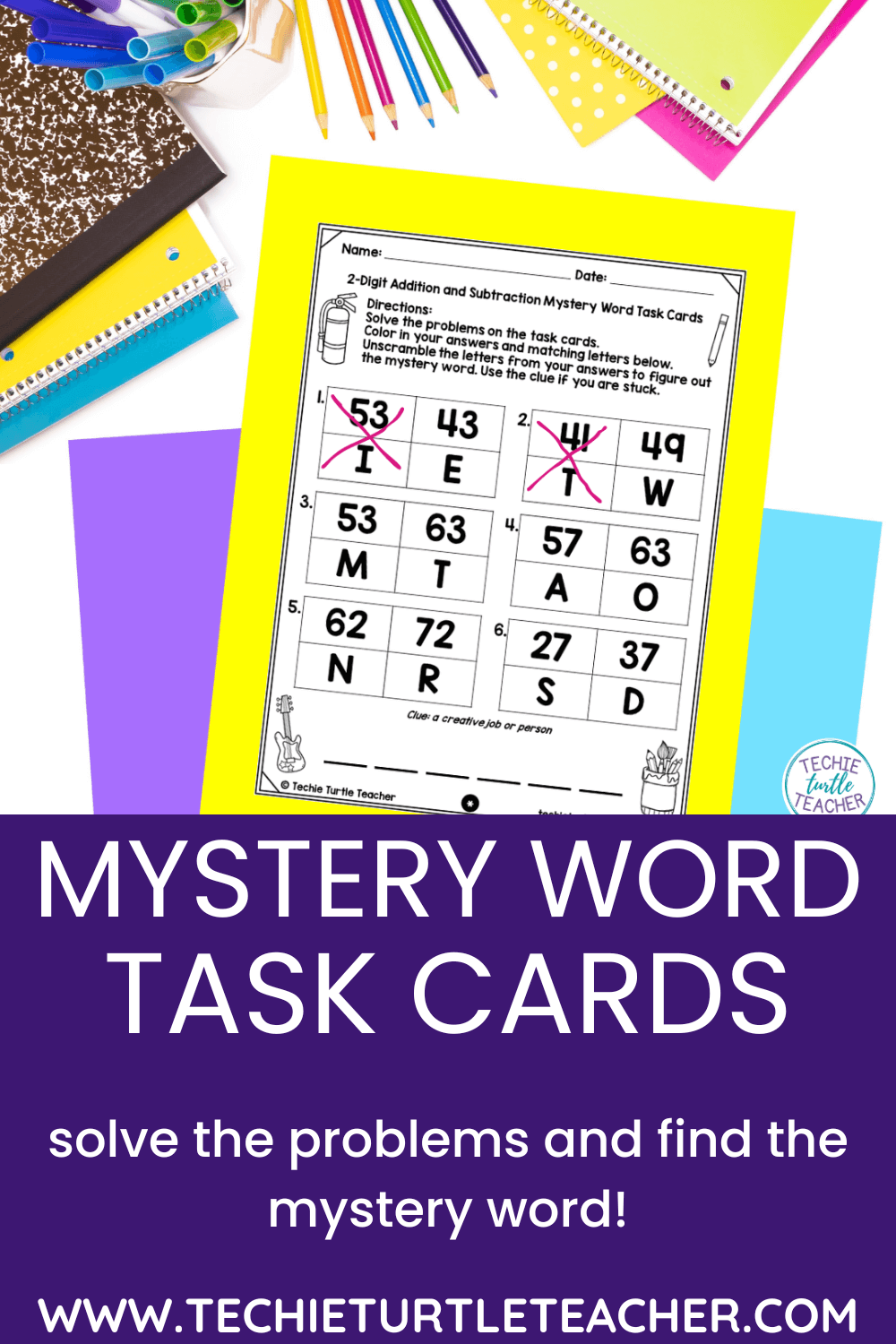 mystery word task cards pinterest pin