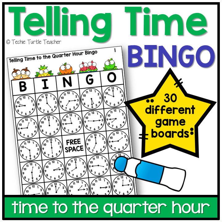 telling time to the quarter hour bingo