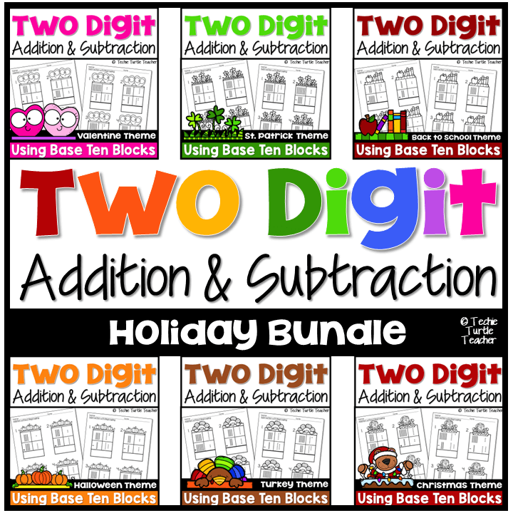 2-digit addition & subtraction holiday bundle