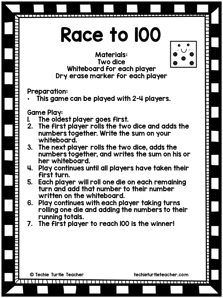 Race to 100 - games with dice