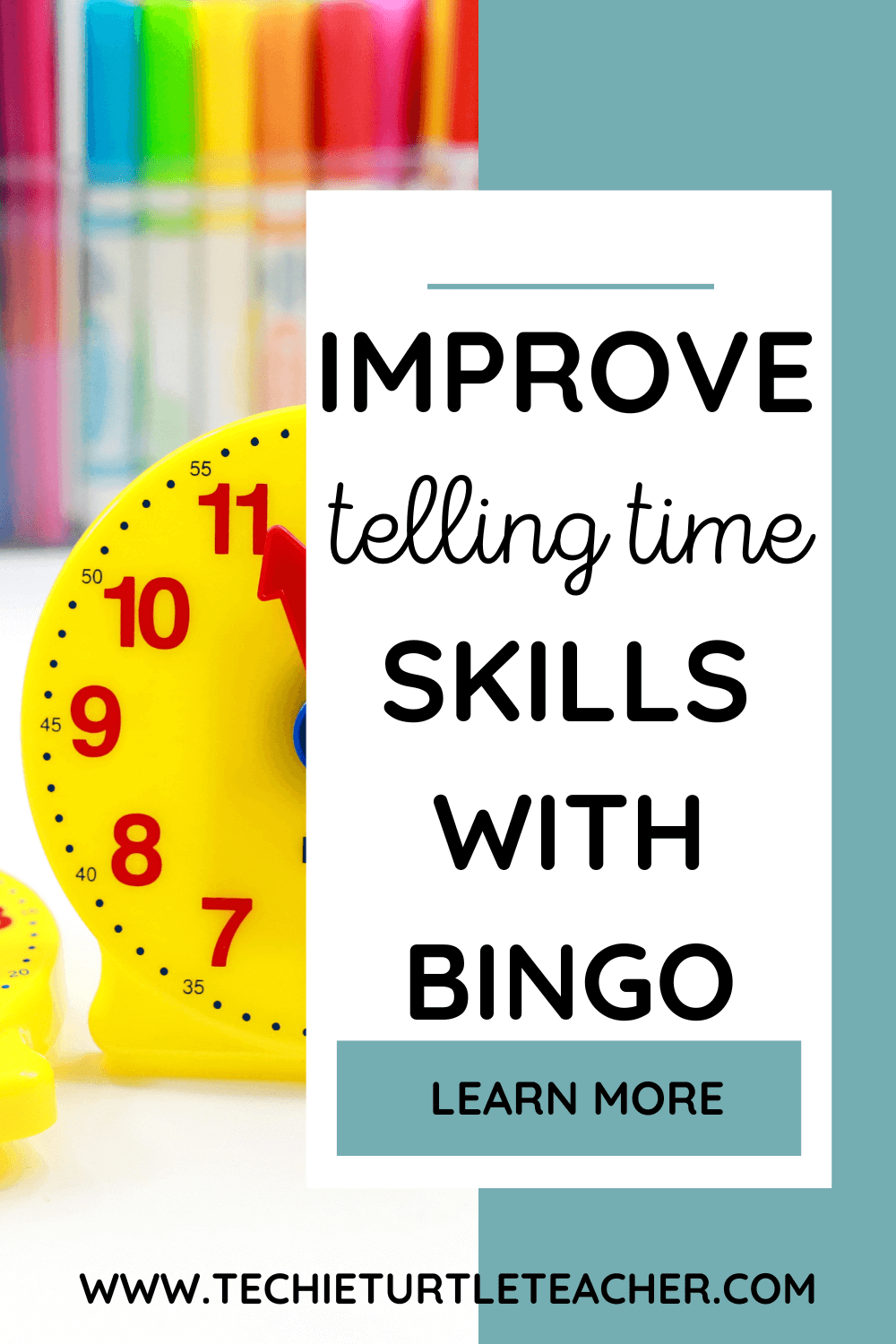 improve telling time skills with bingo pinterest pin