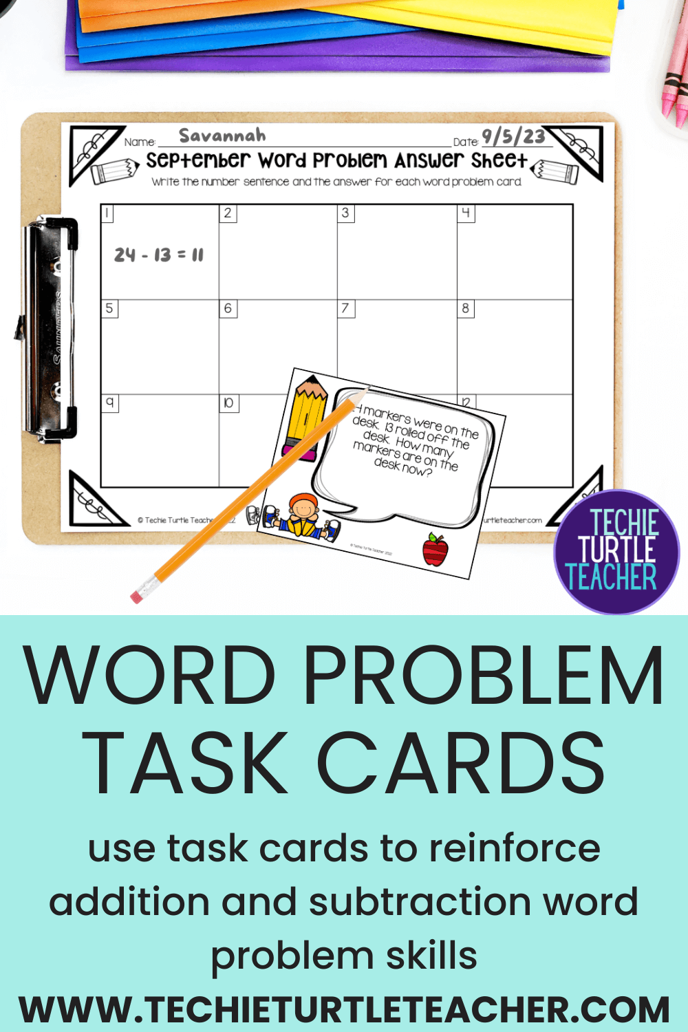 September word problem task cards pinterest pin