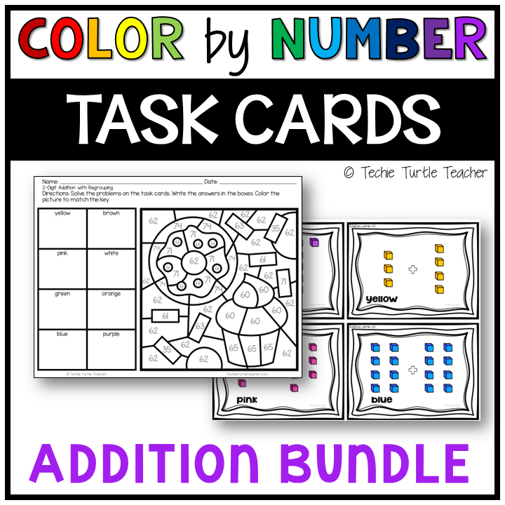 Color by Number Task Cards Addition Bundle