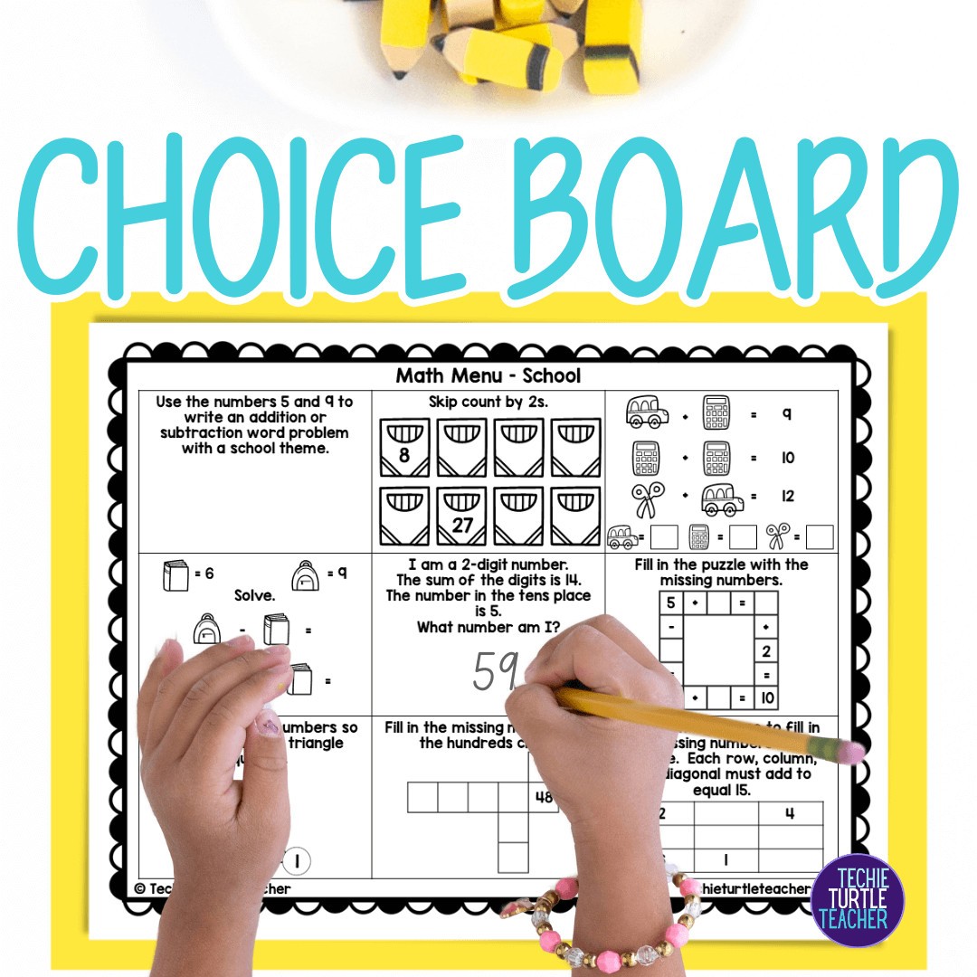 Math choice board - freebie - school