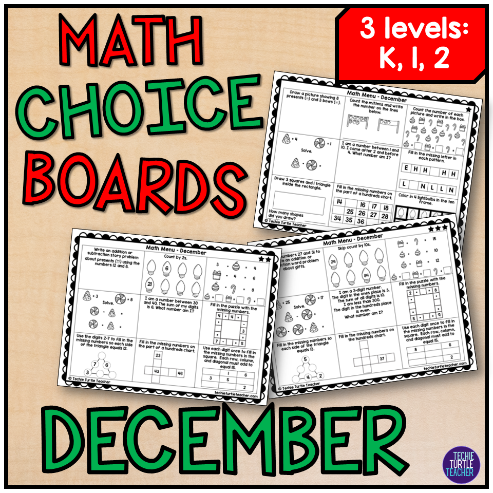 december math choice boards