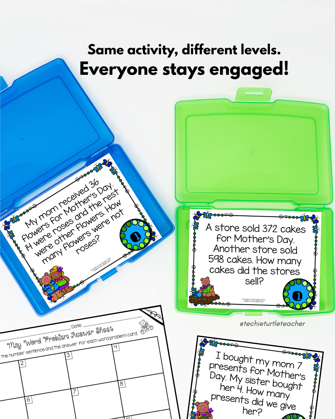 May word problem task cards to help students work independently in math