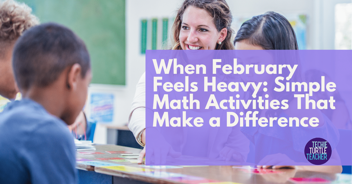teacher smiling using simple math activities in February